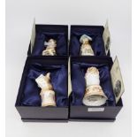 Four Royal Worcester candle snuffers, Mouse Tailor, Miss Moppet,