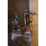 A 19th Century bronze figure group of a mother and cherub, on a stand,