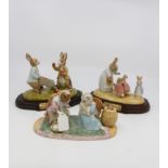 Beswick Beatrix figurines including Mrs Rabbit and Four Bunnies, Peter and Benjamin Picking Apples,