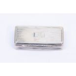 A William IV snuff box, shaped rectangular with engine turned decoration,
