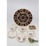 Royal Crown Derby Posies pattern, pin dishes with 1128 Imari dinner plate,