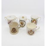 Royal Commemorative mugs; Elizabeth II Coronation by Midwinter, Queen Mothers 80th Birthday,