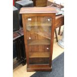 Oak glazed front shelved cabinet, approx 114 cms, 45 inches high,