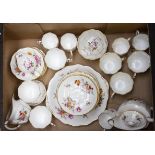 Modern Royal Crown Derby Posie pattern teaset with tea/coffee cups, sandwich plates,