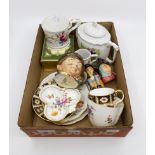Miscellaneous china including: Royal Crown Derby Imari cup and saucer; Staffordshire 1853 gilt mug,