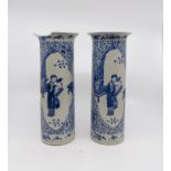 A pair of Chinese import vases, blue and white design,