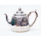 Silver teapot, foliate decoration, London 1877, total gross weight 18 ozt,