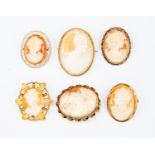 Three 9ct gold mounted cameos,