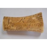 A George III carved bone libation cup of Masonic interest,