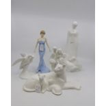 Five Royal Doulton figurines; Bride & Groom, Goose Girl, Diana Princess of Wales, Always & Forever,