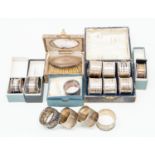 Collection of cased and loose silver napkin rings
