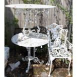 Cast metal garden furniture comprising of two tables,