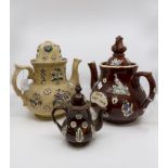 Two large Barge Ware teapots plus,a smaller version.