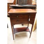 A Gillows style mahogany small drawer cabinet, two short over long drawer with under tier,