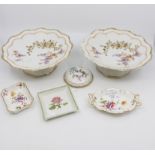 Four items of Crown Derby, Limoges shell dish,