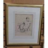 Philip Naviasky 1894-1983, nude study, charcoal sketch,