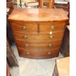 A George III bow fronted mahogany chest of drawers.