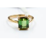 A 9ct gold and green tourmaline ring, size P, approx 2.