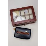 Wooden jewellery box with watch storage and a leather jewellery box