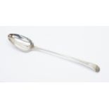 A George III silver Old English Pattern basting spoon, the handle engraved with initials,