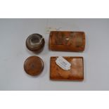 Treen, two 19th Century carved pocket snuff boxes, of rectangular form, hinged covers,