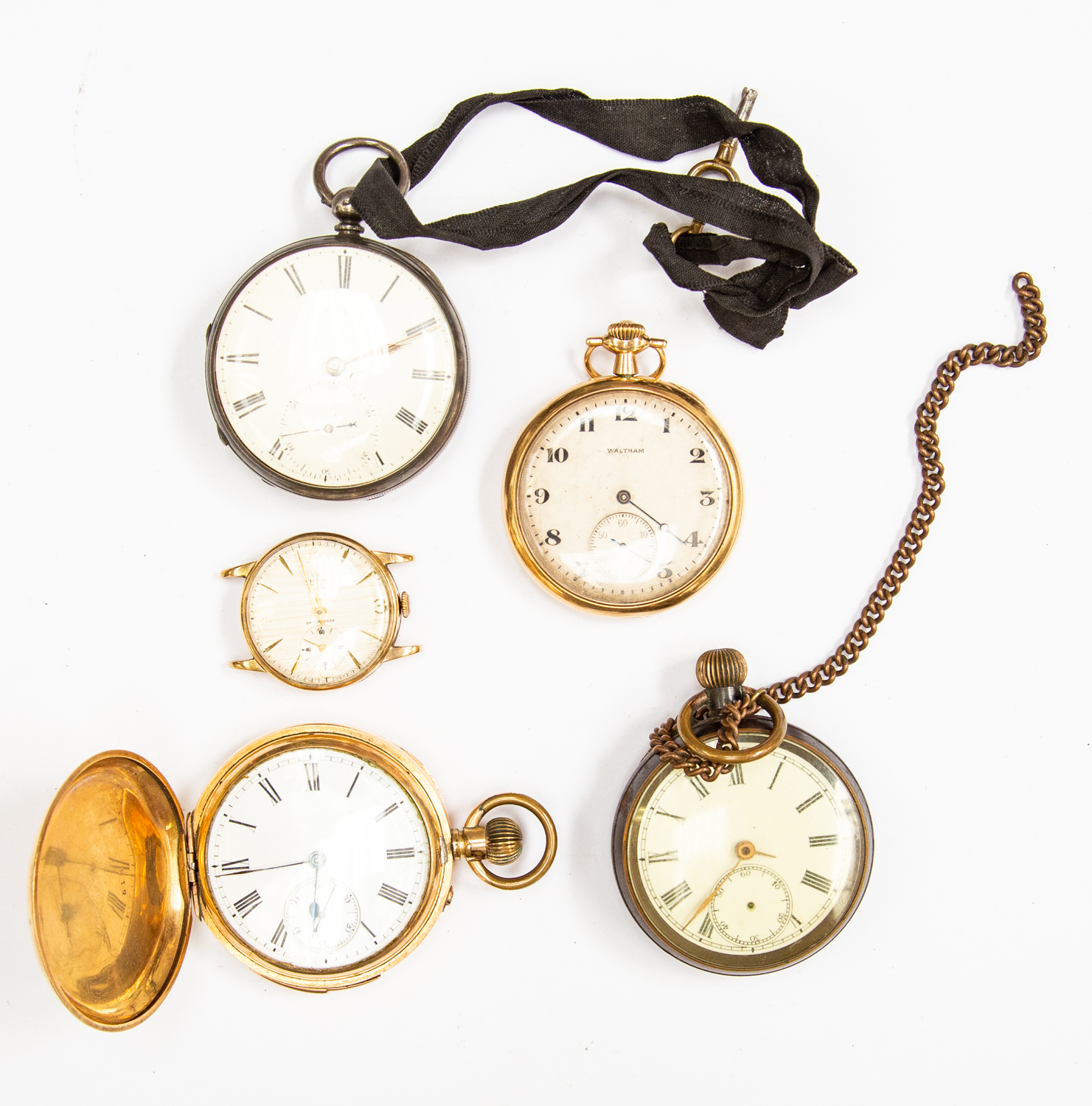 A Waltham 14kt open faced pocket watch,