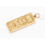 9ct gold ingot, feature hallmarks, Sheffield, weight approx. 28.3gms.