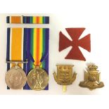 WW1 British War Medal and Victory Medal to 06211 Pte J Bloor. Unit has been erased from both medals.
