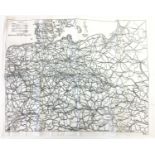 WW2 British RAF Silk Escape Map 9U. Black print. Marked ADL (Maps) Air Ministry, No 7330.