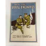 1919 British Army colour recruitment poster entitled "Join the Royal Engineers".