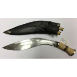 Private purchase Nepalese Kukri knife with 30cm decorated blade. No markings.