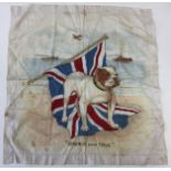 WW1 British patriotic silk screen printed scarf featuring a British Bulldog,
