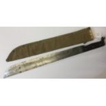 WW2 US Army Machete with 455mm long single edged blade maker marked "Disston" and dated 1943.