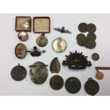 A small collection of militaria to include WW1 British Bradford Battalion P.O.