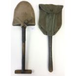 WW2 US Army entrenching tool set: M1910 pattern T handle shovel.