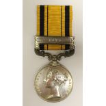 South Africa Medal with 1879 Clasp to 425 Bombr. Coll Mak G Howland N/6th RA. Complete with ribbon.