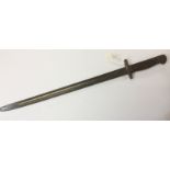 WW1 Imperial German Ersatz Bayonet. 31cm long single edged fullered blade. Steel grip. No scabbard.