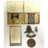 WW1 British War Medal and Victory Medal complete in original boxes with ribbons to 15024 Pte J