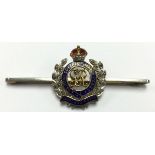 WW2 British Royal Engineers Sweetheart Brooch in 9ct Gold with Platinum and coloured enamels.