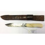 Edwardian Hunting Knife with single edged 12cm blade by "Hill & Son, London".