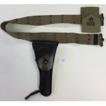 WW2 US Army M1936 Pistol belt set comprosing of : tan pistol belt marked "Nasco 1943": .