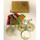 WW2 British Defence Medal and War Medal complete with ribbons in original box of issue.