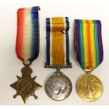 WW1 British 1914-15 Star, British War Medal and Victory Medal to 7217 Pte B Tingle,
