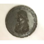Boulton's Trafalgar Medal in white metal (Pewter). Has engraved initials to reverse "RM".
