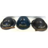 WW2 British Police Steel helmets x 3.