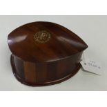 WW1 British Royal Flying Corps wooden box in the form of a section of a propeller. Size 16cm x 7cm.