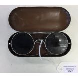 WW2 British Army Sunglasses, "Spectacles, Tinted No.3" in case MkII. Maker marked "MW & Co. Ltd".