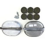 WW2 US Army Mess kit collection: Six unopened Wood Alcohol fuel cookers: Small folding USMC M3