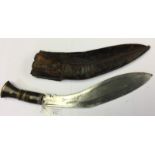 Gurhka Kukri Knife with 31cm blade. Blade has an unusual abstract decoration applied.