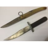 British made hunting knife with 15cm long Bowie type blade, maker marked ""Cutlery,